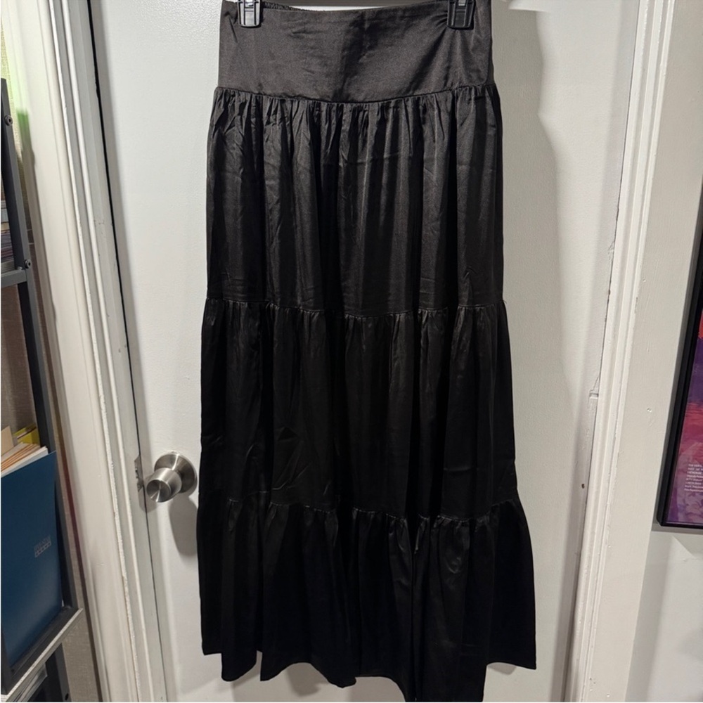 NATURAL LIFE Black Tiered Maxi Skirt Casual